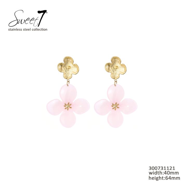 oorbellen met roze bloemetjes