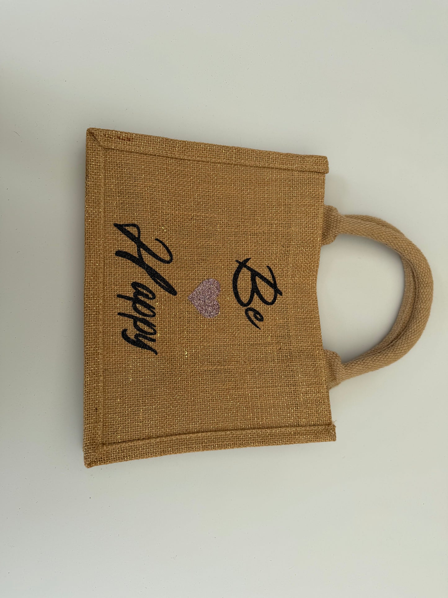 Jute mini shopper BE HAPPY