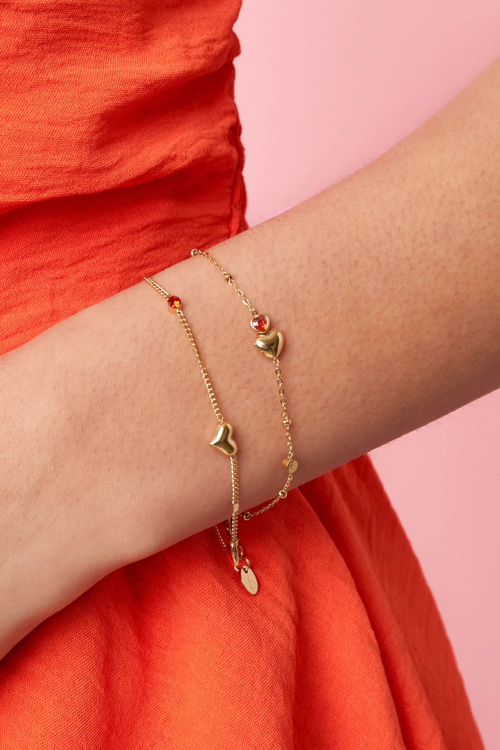 armband met hartjes en steentje